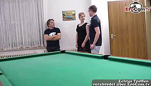 Curvy German Girl with Natural Tits Tries Her First Hot MMF Threesome