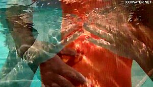 Flexible teen Micha's sexy underwater gymnastics workout