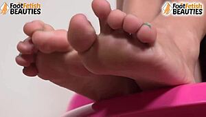 Barefoot Babe Teases with Feet Right Under Your Nose for Kinky Fun