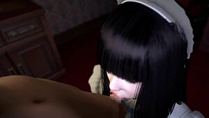 cute maid interacts with character in hentai 3d animation