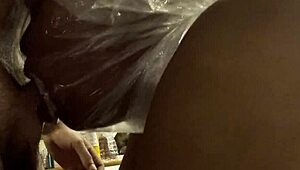 Bag on her head black bitch pukes on small dick