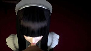 cute maid interacts with character in hentai 3d animation