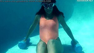 Flexible teen Micha's sexy underwater gymnastics workout