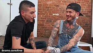 Fly Tatem in bondage offers big cock for blowjob 😈