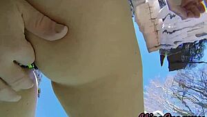 teen student risks it all fingering in a crowded public pool!