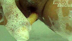 Gordita Nails Casting in Jacuzzi with Erect Dildo