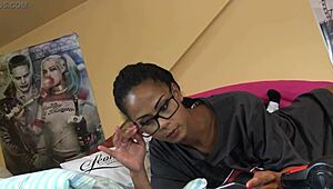 isabella reading in t-shirt and panties, showing off her sexy legs and ass