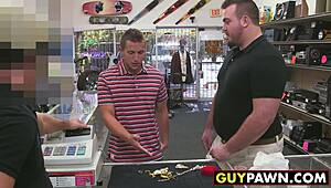 Guy fucks two homo workers in pawn shop