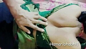 Big ass bhabhi banged in hot green saree with shaved pussy creampie.