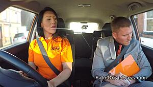 Big cock examiner pounds driving student in wild classroom bang