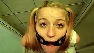 Pervypixie Gagged Hard While Drinking Piss in POV
