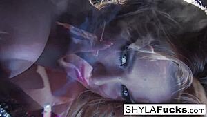 Shyla's Smoking Fetish Displayed in Solo Blonde Action