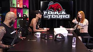 Glamour couple in sheer red lingerie