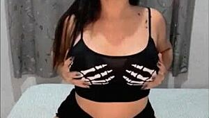 Naughty Brunette Shows Off with Dildo