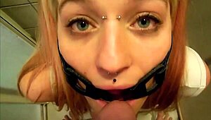 Pervypixie Gagged Hard While Drinking Piss in POV