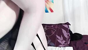 she gets on her knees for amateur mexican fun with dildo and cock