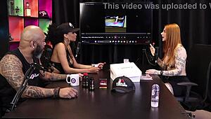 Glamour couple in sheer red lingerie