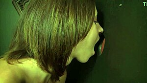 Jada stevens sucks big black cock through gloryhole deepthroat