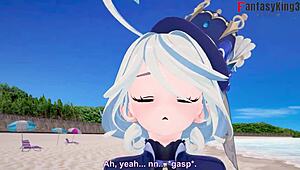 Furina's Passionate Beach Fucking in Genshin Impact