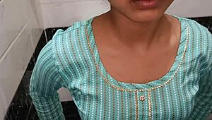 hot young indian step sister caught in bathroom watching porn