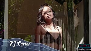 Hey, Asian babe KJ Carter flaunts her tiny body and firm tits for Playboy!