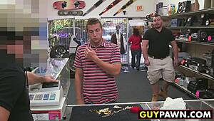 Guy fucks two homo workers in pawn shop