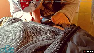 Stepbrother and Stepsister Cumming in Panties Outdoors