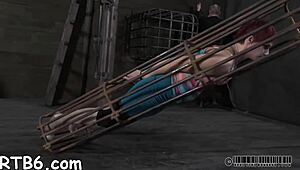 Hung up playgirl punished in garage with intense fingering and toys