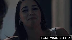 Watching Movies with Stepsister Karlee Grey and Charlotte Cros Turns Suggestive