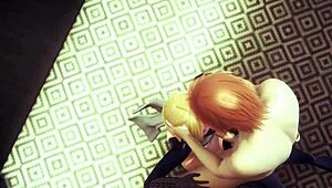 Japanese anime and manga-inspired gay porn featuring crossdressing sissy Zelda giving a handjob and blowjob to Link