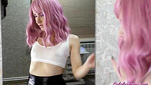 Girlfriend's Passionate Sucking Of Neighbor's Dick Leads To Intense Cumshot On Tits