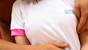 i'm a petite asian teen 18+ gettin my pussy banged hard by this guy, feelin so good with my small tits out and nipples hard