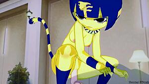 i'm ankha, riding a nice cock in the bedroom, creampie