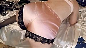 What makes this satin thong slut so irresistible in doggy style?