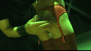 Tina's seductive red lingerie meets BDSM desires