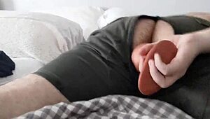 Bobby plays in his slut shorts with bisexual gay