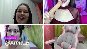 slut with small tits gagging on deepthroat, spitting saliva in extreme fetish