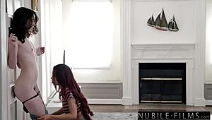 skinny lesbian in lingerie proves she's the ultimate lover with steamy kisses