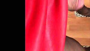 tranny in miniskirt jerks off in hot pantyhose fetish scene.