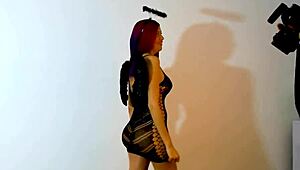 Behind scenes halloween photographer fucks teen latina backstage.