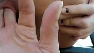 stretching her ass out the car window for luck, trying it 😏