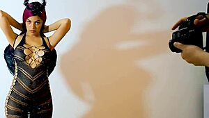 Behind scenes halloween photographer fucks teen latina backstage.