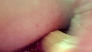 Dildo in my ass opens like a flower during masturbation