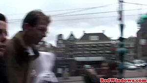 Black Amsterdam Prostitute with Shaved Pussy Handles White Guy’s Needs.