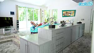 cute teen 18+ caught masturbating, fucked by step brother