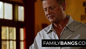 Severe stepdad fills cheeky teen daughter