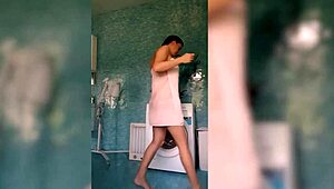 Steamy cleaning turns into passionate sex with a seductive babe