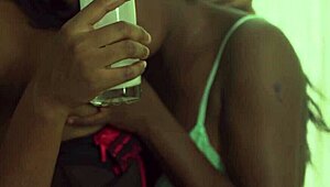 Two petite ebony teens experiment with lesbian sex and a new toy at boarding school