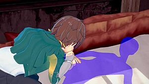 In Konosuba yaoi, Kazuma gets blowjob ending with cum in mouth