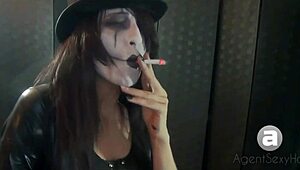 Goth Girl Shows Off Her Big Tits While Smoking